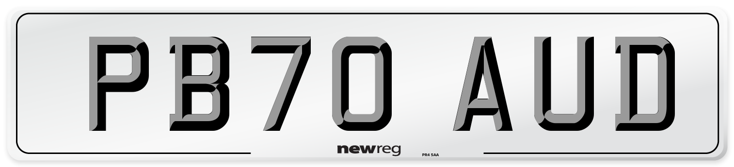 PB70 AUD Number Plate from New Reg